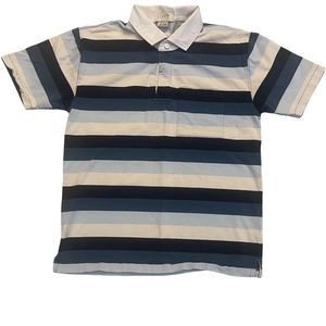 J. Crew White and Blue Striped Short Sleeve Pullover Polo Shirt Size Small